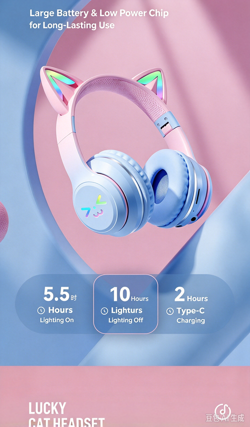 Cute Cat Ear Bluetooth Headset | HiFi Stereo & RGB Lights
