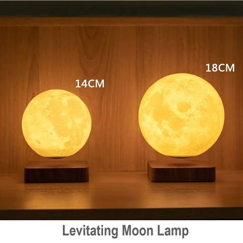 18CM Levitating Moon Table Lamp, Magnetic Floating Night Light With 3 Lighting Modes, 3D Printed Levitation Bedside Table Lamp For Of