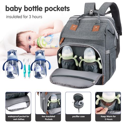 Portable Baby Crib, Foldable Mommy Bag Waterproof Diaper Bag with Mosquito Net
