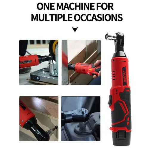 Cordless Electric Ratchet Wrench with 4 Sockets & 2 Batteries & LED Light for Car Repair, Home Project