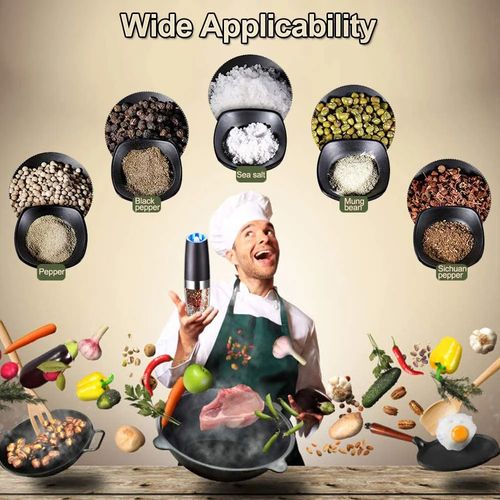 2PCS Electric Salt & Pepper Grinder Set, Battery Powered Household Seasoning Grinder