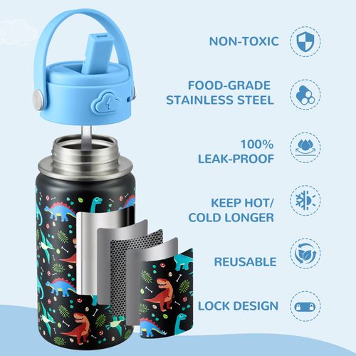 360ml Kids Insulated Water Bottle, BPA Free Stainless Steel Portable Double Wall Vacuum Tumbler