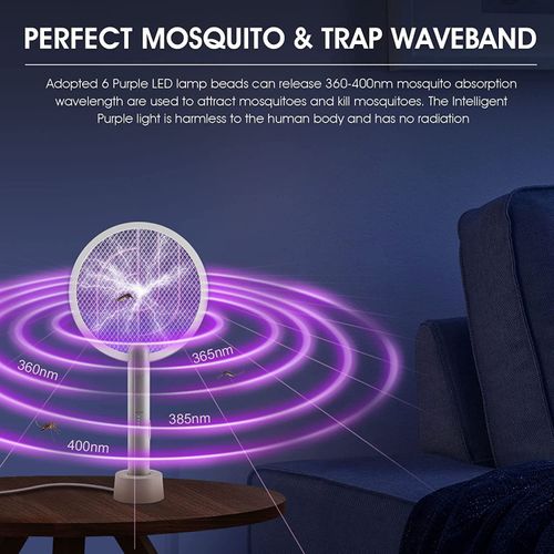 Electric Fly Swatter Mosquitoes Zapper, 2 in 1 Cordless Bug Zapper Insect Killer USB Rechargeable