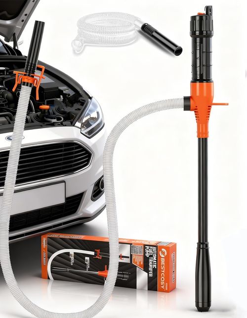 Water & Fuel Transfer Pump with Nozzle, Electric Fuel Pump with Long Hose