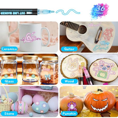 48 Colors Double Line Outline Markers, Glitter Writing Drawing Pens for Greeting Card, Doodling, DIY Art Crafts