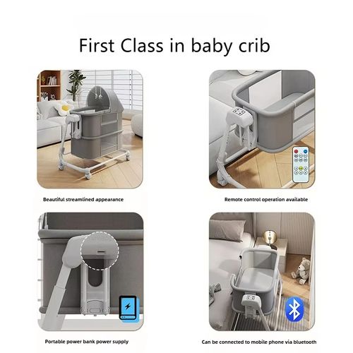 Adjustable height bedside sleeper crib with remote control rocking crib electric