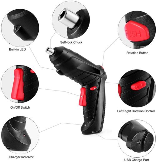 47PCS Electric Rechargeable Screwdrivers Cordless Screw Guns Drill Driver