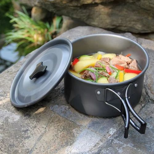 Picnic Cookware Kit, Outdoor Portable Alumina Pot Frying Pan Set