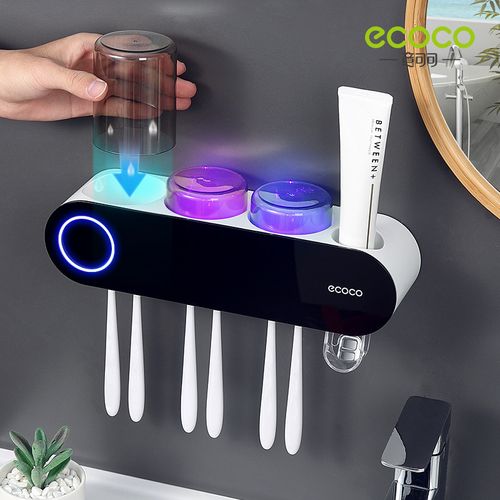 Toothbrush Sanitizer and Holder - UV Toothbrush Holders for Bathrooms with Toothpaste Dispense