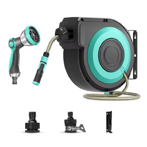 NEW 10m Automatic Retractable Garden Hose Reel—Wall-Mount, 180° Rotate + Free Nozzle!