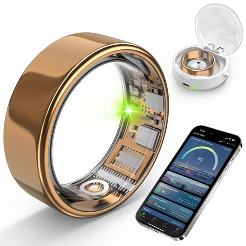 8in Smart Health Ring, IP68 Waterproof Smart Ring with Fitness Tracker, Heart Monitor