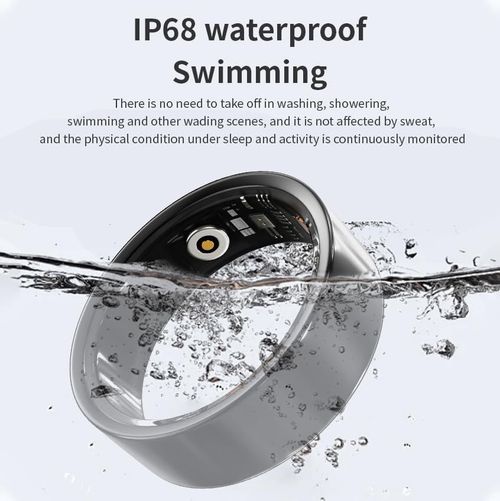 8in Smart Health Ring, IP68 Waterproof Smart Ring with Fitness Tracker, Heart Monitor