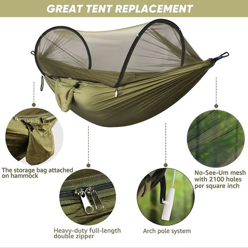 Large Outdoor Mosquito Net Hammock, 3-in-1 Waterproof Camping Hammock