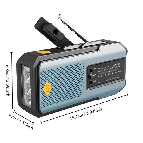 Hand-Crank Solar Emergency Radio with 2000mAh Power Bank LED Light