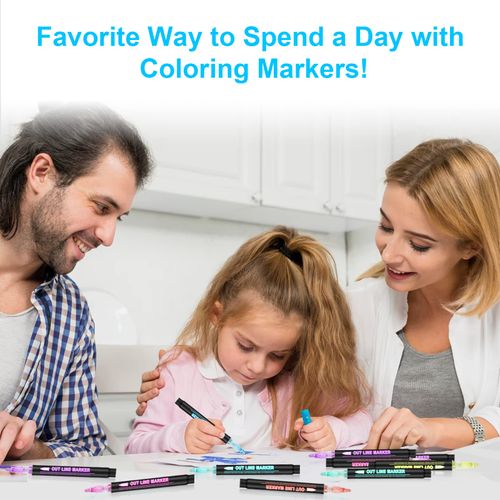 48 Colors Double Line Outline Markers, Glitter Writing Drawing Pens for Greeting Card, Doodling, DIY Art Crafts