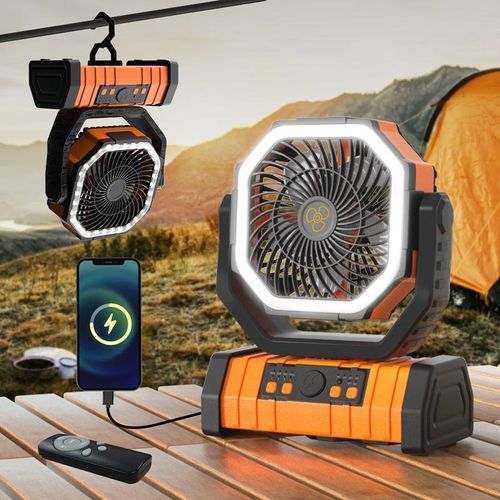 20000mAh Portable Rechargeable Camping Fan with LED Light