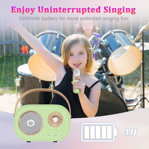 Mini Karaoke Machine Portable Bluetooth Speaker with Wireless Microphone 6 Sound Modes