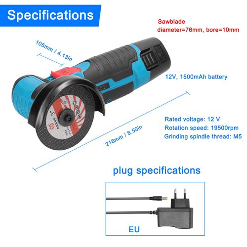 12V Angle Polishing Machine , 19500RPM Electric Polishing Grinding Tool