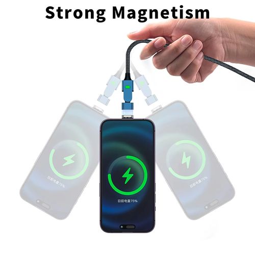 PD100W 2M  Fast Charging 2-in-1 180° Rotation Magnetic Charging Cable For Iphone,Type C Devices