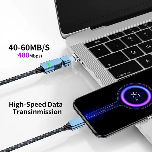 PD100W 2M  Fast Charging 2-in-1 180° Rotation Magnetic Charging Cable For Iphone,Type C Devices