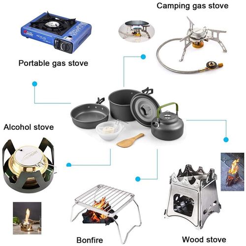 Picnic Cookware Kit, Outdoor Portable Alumina Pot Frying Pan Set
