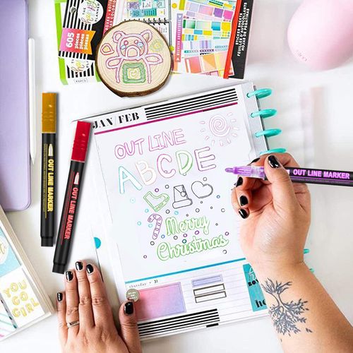 48 Colors Double Line Outline Markers, Glitter Writing Drawing Pens for Greeting Card, Doodling, DIY Art Crafts
