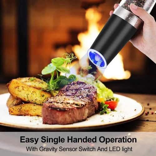 2PCS Electric Salt & Pepper Grinder Set, Battery Powered Household Seasoning Grinder