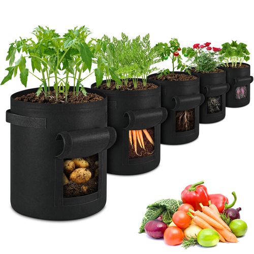 5PCS 10 Gallon Grow Bags for Vegetable Fruits, Thickened Planting Bag with Handle
