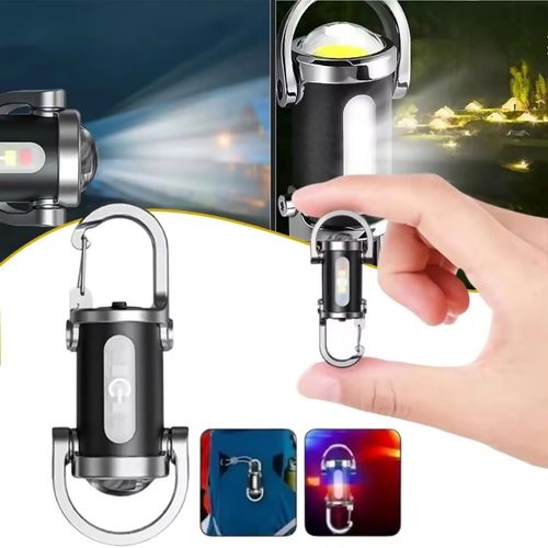 2 Pcs Outdoor Mini Keychain Flashlight, 2 in 1 Flashlight Power Bank