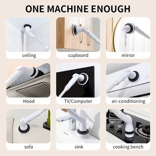 6-in-1 2000mah Electric Cleaning Brushwireless Electric Rotary Clean Brush Shower Cleaning Brush Kitchen Bathroom Home New