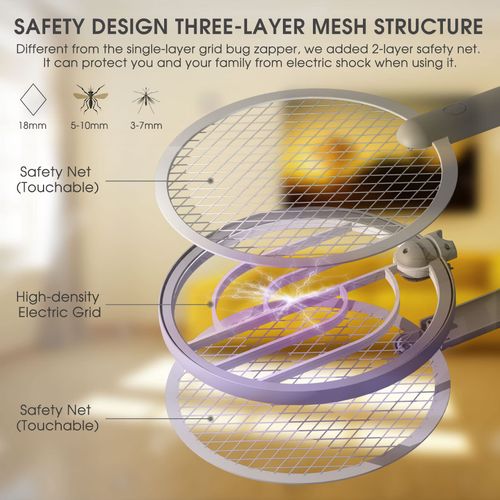 Electric Fly Swatter Mosquitoes Zapper, 2 in 1 Cordless Bug Zapper Insect Killer USB Rechargeable