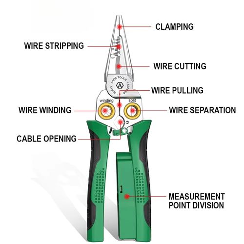 8 in 1 Wire Stripping Pliers Electrician Cable Stripper Splitting Tool