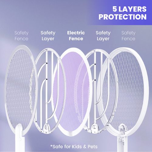 Electric Fly Swatter Mosquitoes Zapper, 2 in 1 Cordless Bug Zapper Insect Killer USB Rechargeable