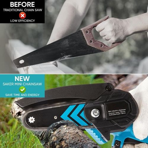 6in Cordless Mini Chainsaws, One-Hand Electric Chainsaw for Tree Branch and Wood Cutting