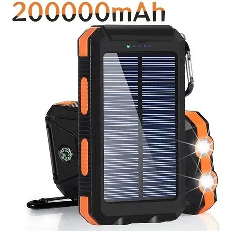 200000mAh Large Capacity Solar Power Bank With Dual LED Flashlights and compass For IOS or Android