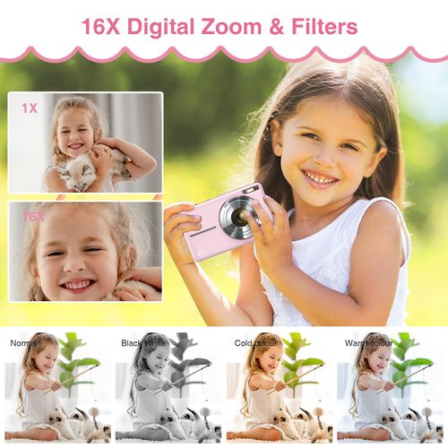 1080P 44MP Digital Camera with 32GB Memory Card, 16X Zoom Vlogging Camera