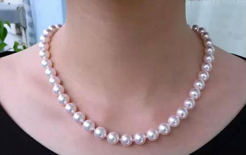 Elegant Pearl Necklace:Set 8-9mm Pearls Necklace with Earring & Bracelet