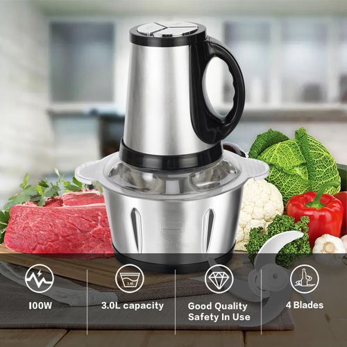 Electric Food Chopper, 3L Stainless Steel Meat Grinder for Baby Food, Meat, Vegetables, Fruits
