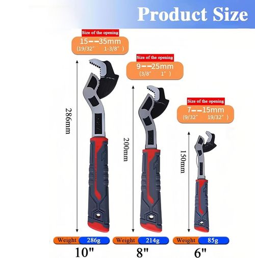 3pcs Industrial Grade Multifunctional Self Locking Pipe Wrench Tool