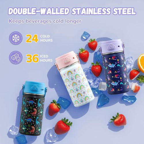 360ml Kids Insulated Water Bottle, BPA Free Stainless Steel Portable Double Wall Vacuum Tumbler