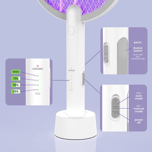 Electric Fly Swatter Mosquitoes Zapper, 2 in 1 Cordless Bug Zapper Insect Killer USB Rechargeable