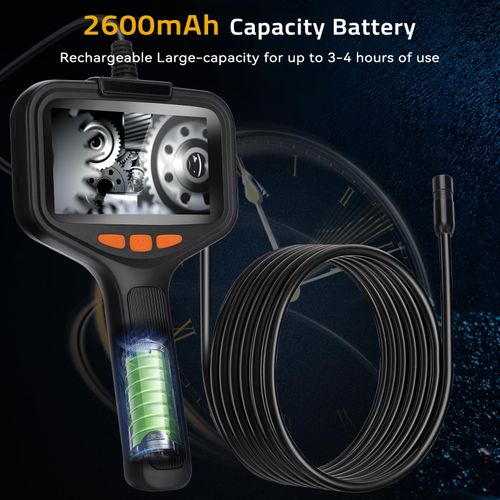 Handheld Waterproof Endoscope with 3 Hooks, HD LCD Screen Endoscope Inspection Camera