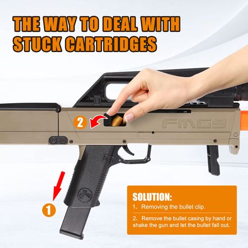 FMG9 SMG Folding Gun, Shell Ejecting Soft Bullet Toy Guns & Darts Set for Kids (Brown)