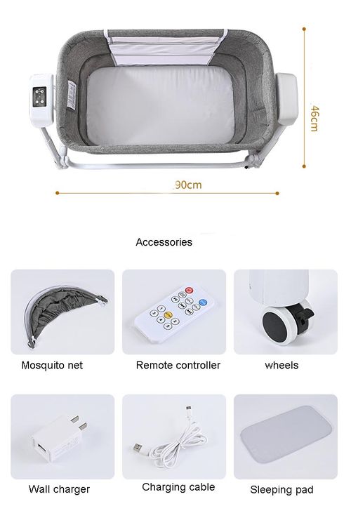 Adjustable height bedside sleeper crib with remote control rocking crib electric