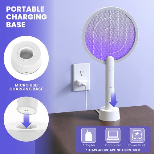 Electric Fly Swatter Mosquitoes Zapper, 2 in 1 Cordless Bug Zapper Insect Killer USB Rechargeable