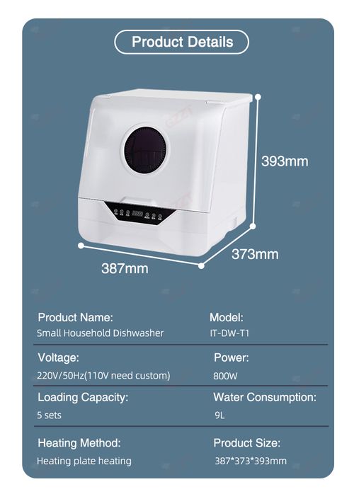 Mini Dish Washing Machine Large Capacity Automatic Intelligent Washing Desktop Dishwasher