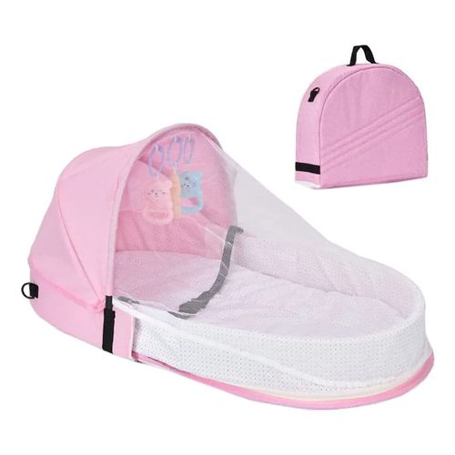 Portable Baby Crib, Foldable Outdoor Diaper Bag with Mosquito Net & Baby Lounger Mattress