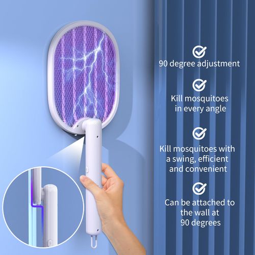 2PCS Foldable Electric Fly Swatter, Indoor Outdoor Bug Zapper Mosquito Insect Killer