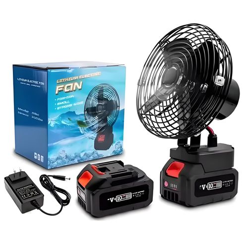 Portable 48V 8 Inch Outdoor Camping Electric Fan Oscillating fan with two batteries