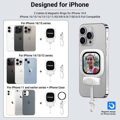 Vlogmate Mini Phone Vlog Selfie Monitor Screen, Phone Holder Clip Mount for Rear Camera Selfies Vlogging Live TikTok,Selfie Screen Compatible with iPhone Back Camera Monitor Screen